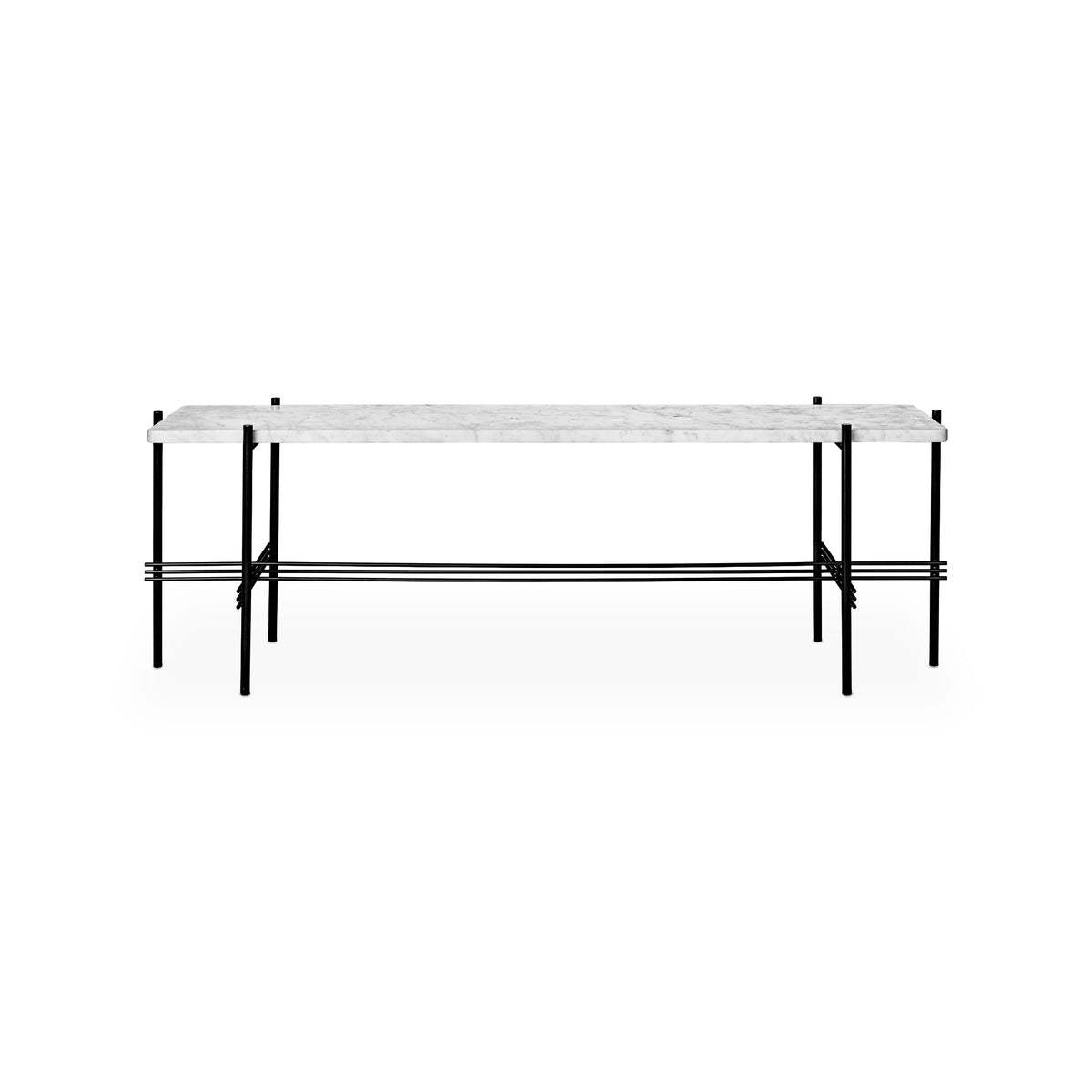 TS Console – 120x30x40 / Metal (Black) / Marble (White Carrara)