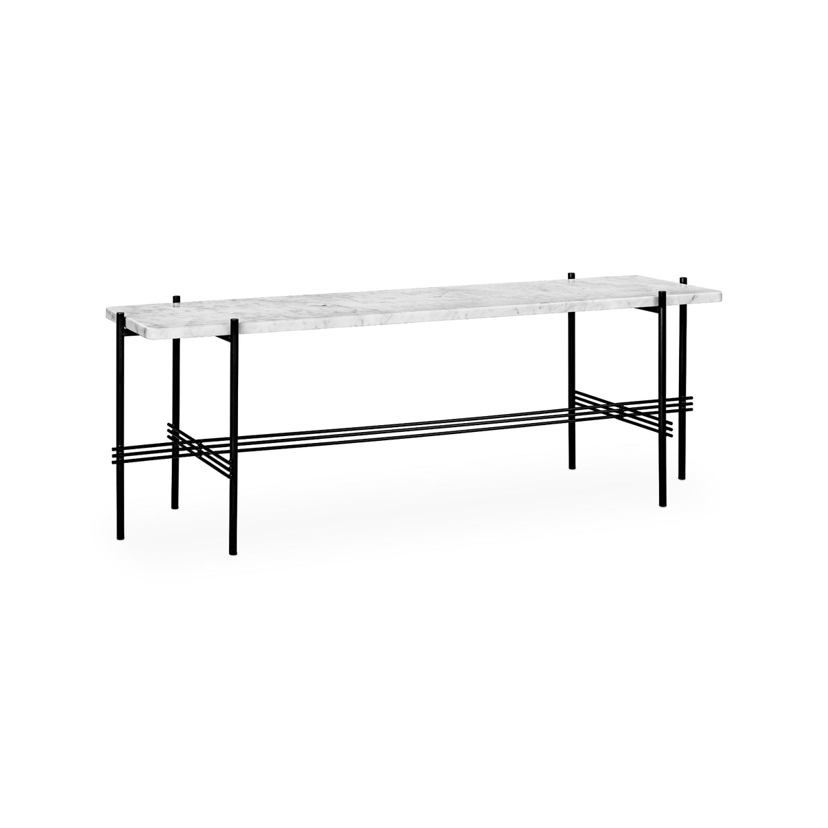 TS Console – 120x30x40 / Metal (Black) / Marble (White Carrara)