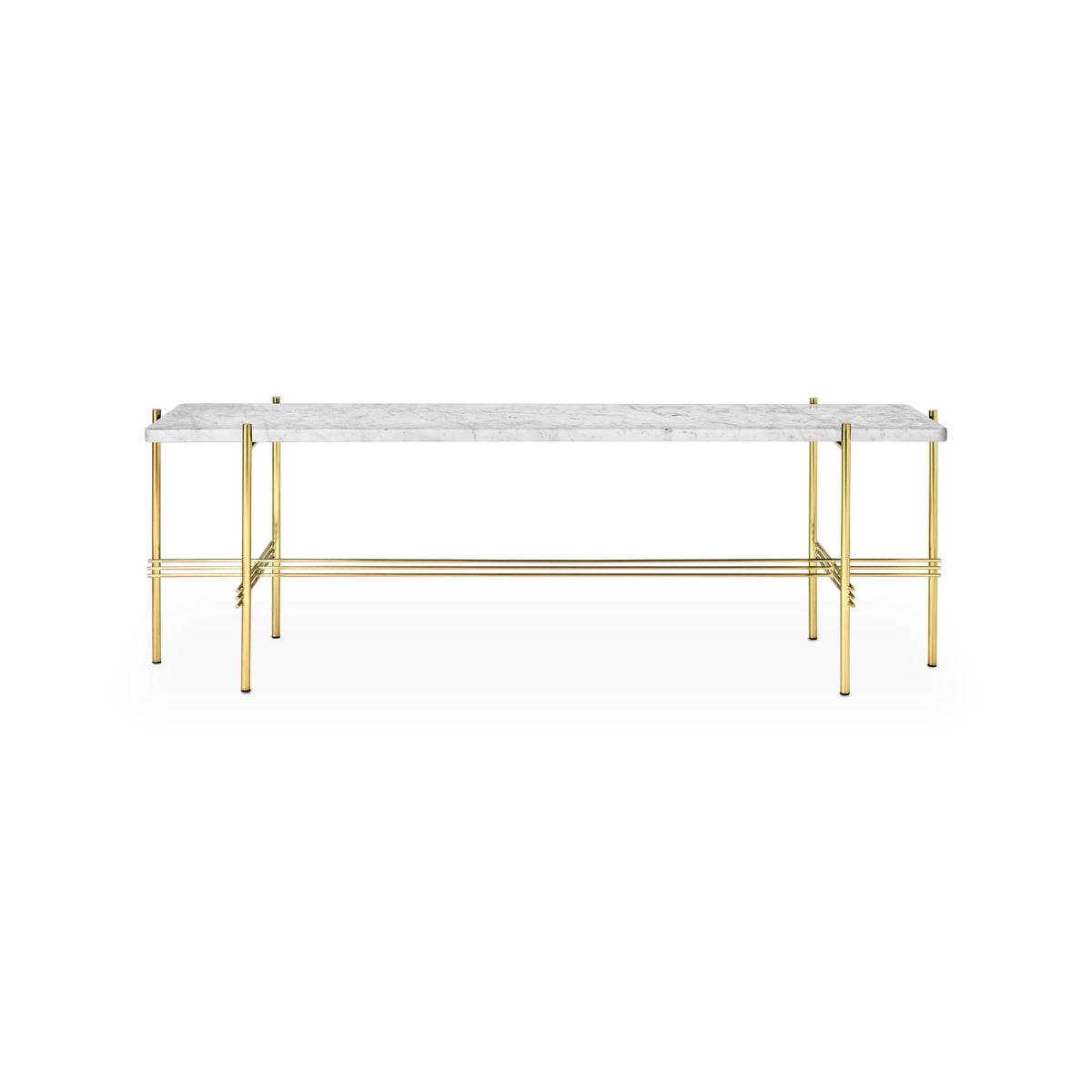 TS Console – 120x30x40 / Metal (Brass) / Marble (White Carrara)