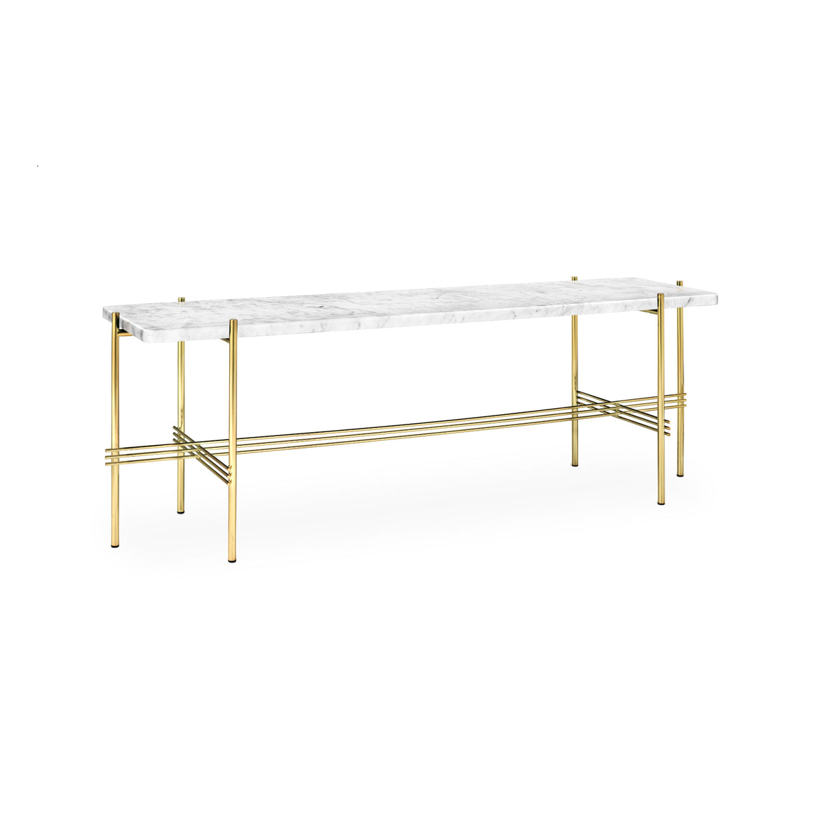 TS Console – 120x30x40 / Metal (Brass) / Marble (White Carrara)