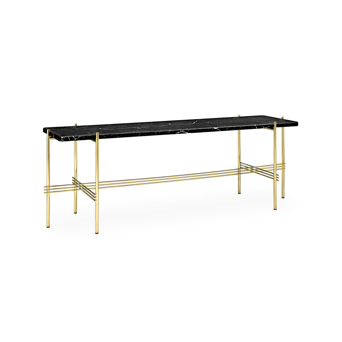 TS Console – 120x30x40 / Metal (Brass) / Marble (Black Marquina)