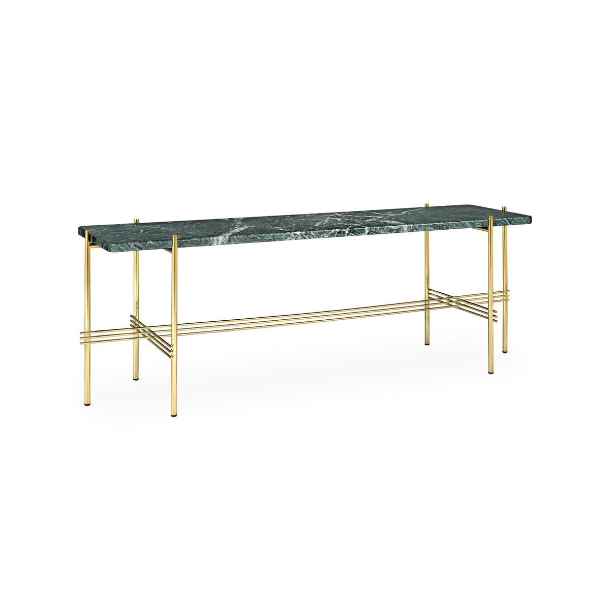 TS Console – 120x30x40 / Metal (Brass) / Marble (Green Guatemala)