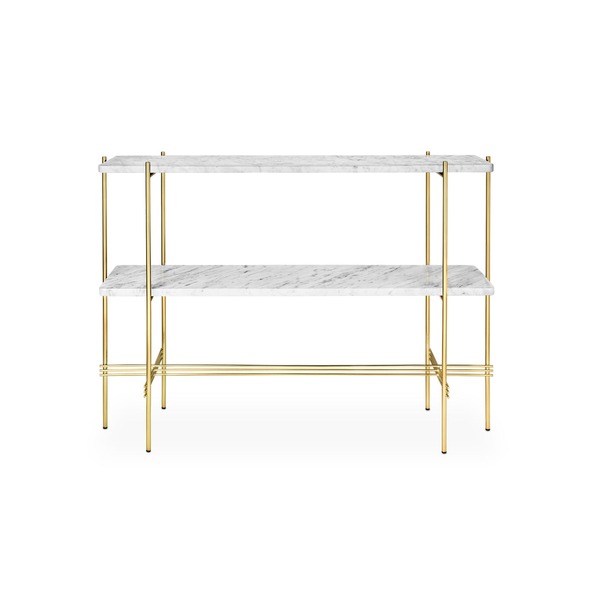 TS Console – 120x30x72 / Metal (Brass) / Marble (White Carrara)