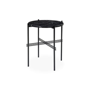 TS 10017471 Round Side Table - Black/Black Marquina Marble