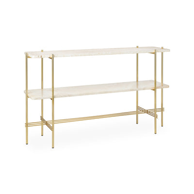 TS Console – 120x30x72 / Metal (Brass) / Travertine (Neutral White)