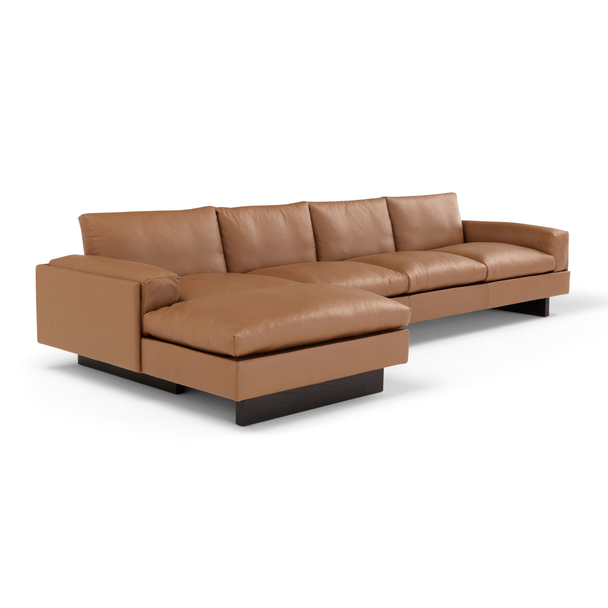 Tau Sofa – 335x75 / Wood (Frassino Tinto Ebano) / Cuoio 19/Leather (Linea 607)-1