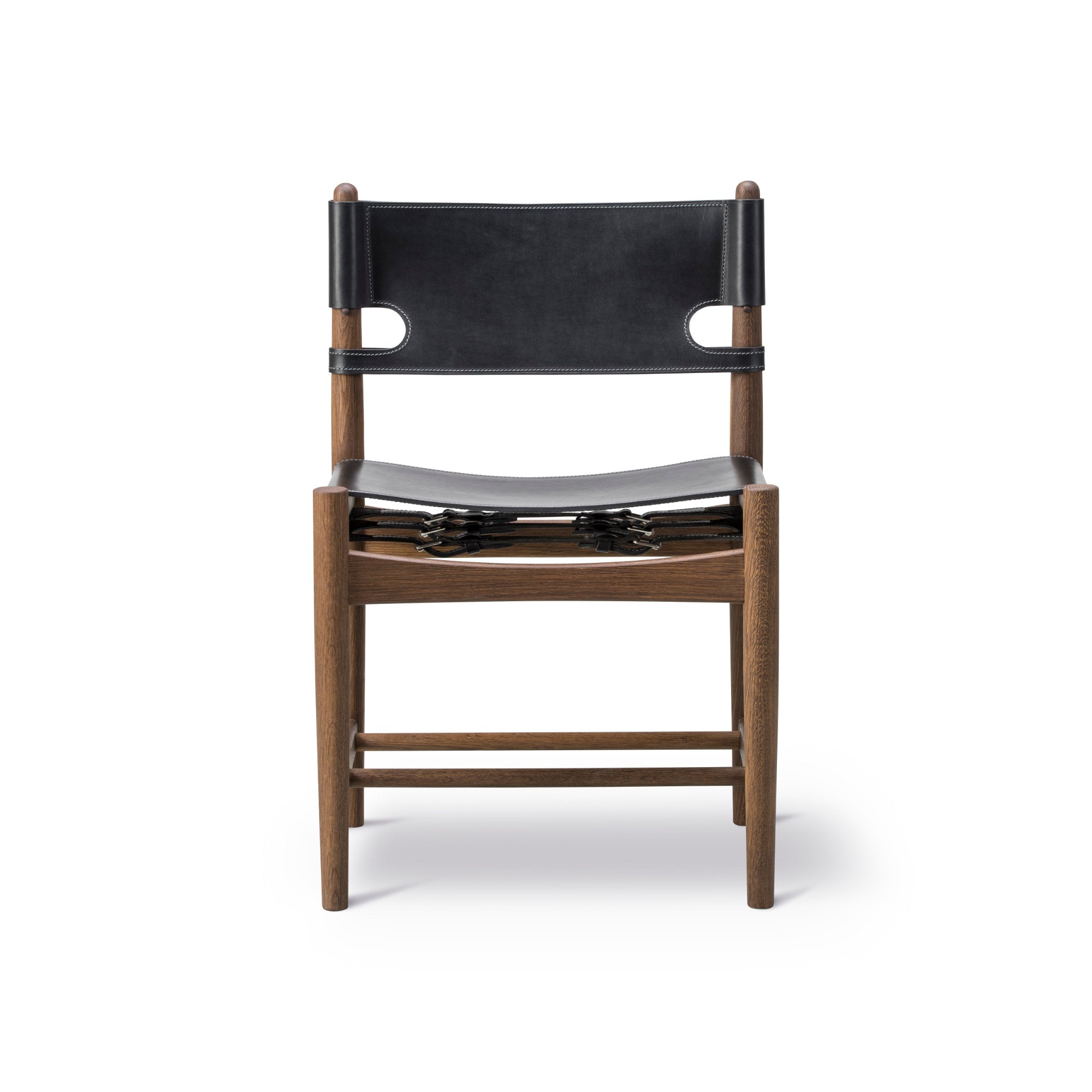 The Spanish 3237 Dining Chair - Smoked Oak/Black Leather-2