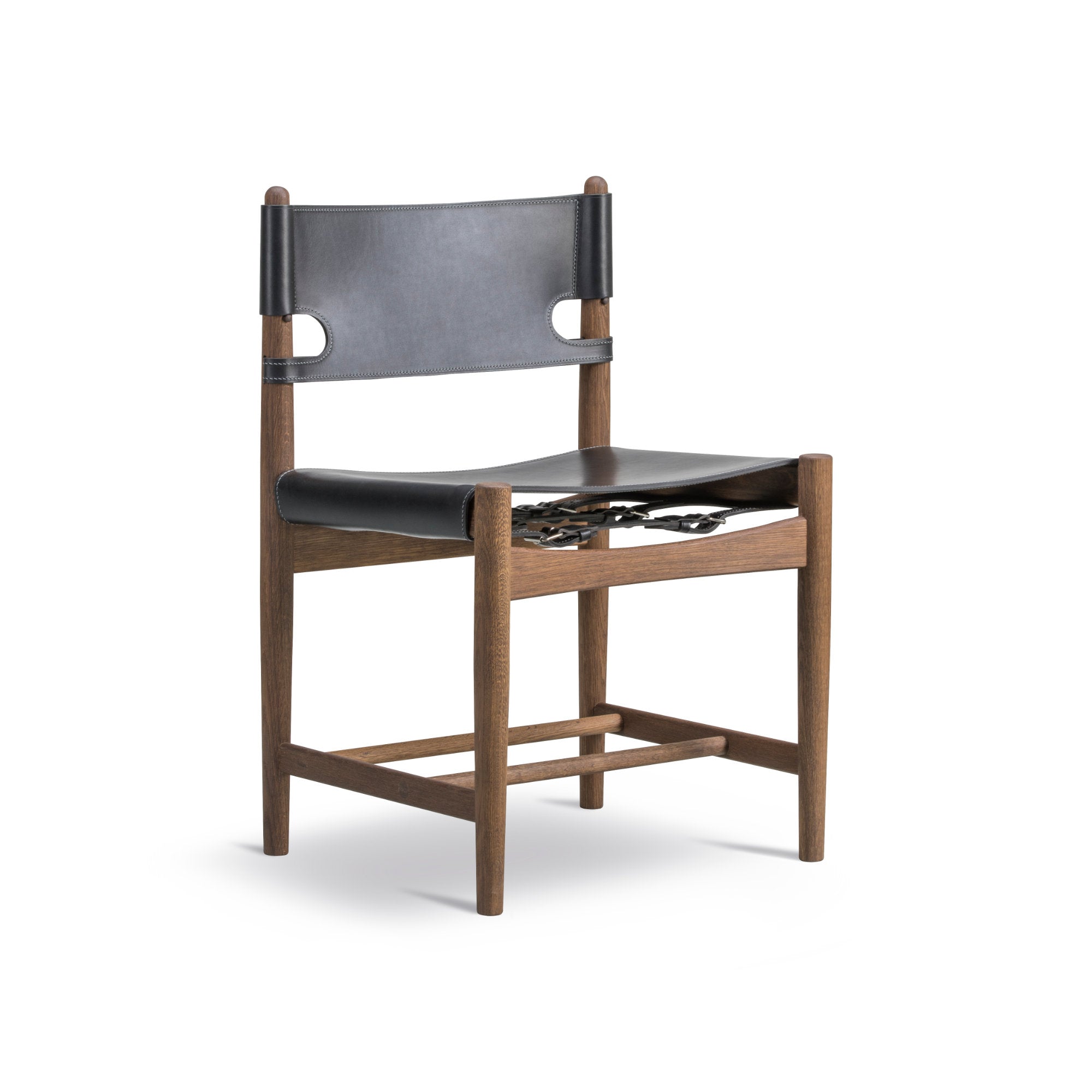 The Spanish 3237 Dining Chair - Smoked Oak/Black Leather-1