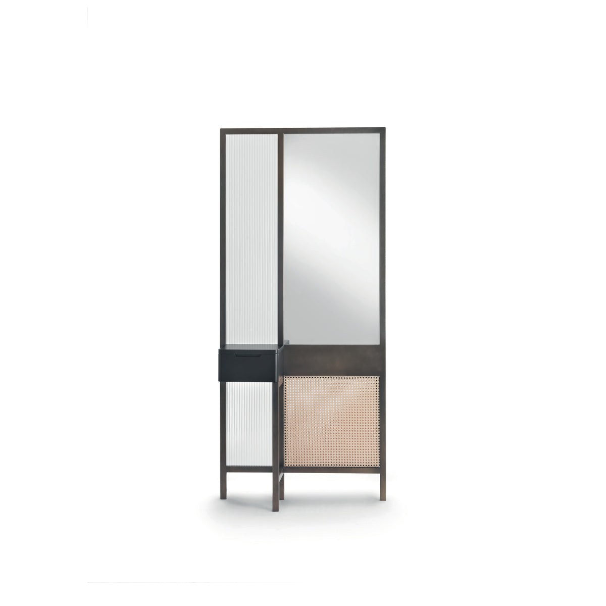 Threshold Dresser – 80x31x180 / Metal (Delabre Brass) / Wood (Black Drawer)-1