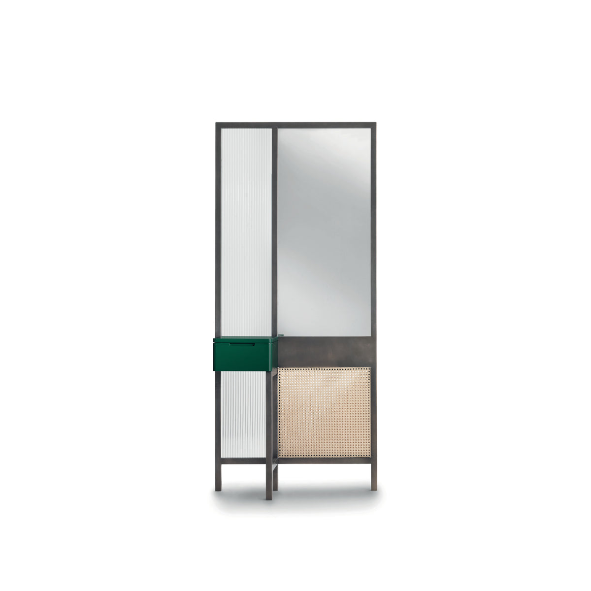 Threshold Dresser – 80x31x180 / Metal (Delabre Brass) / Wood (Green Drawer Ral 6005)-1