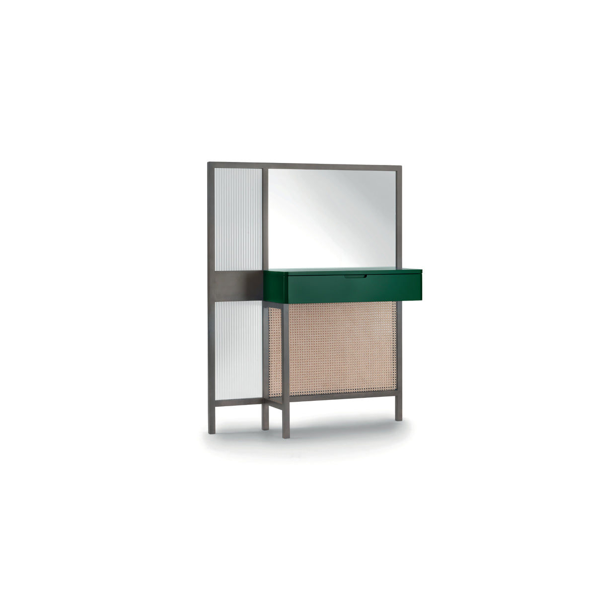 Threshold Dresser – 105x33x132 / Metal (Delabre Brass) / Wood (Green Drawer Ral 6005)-1