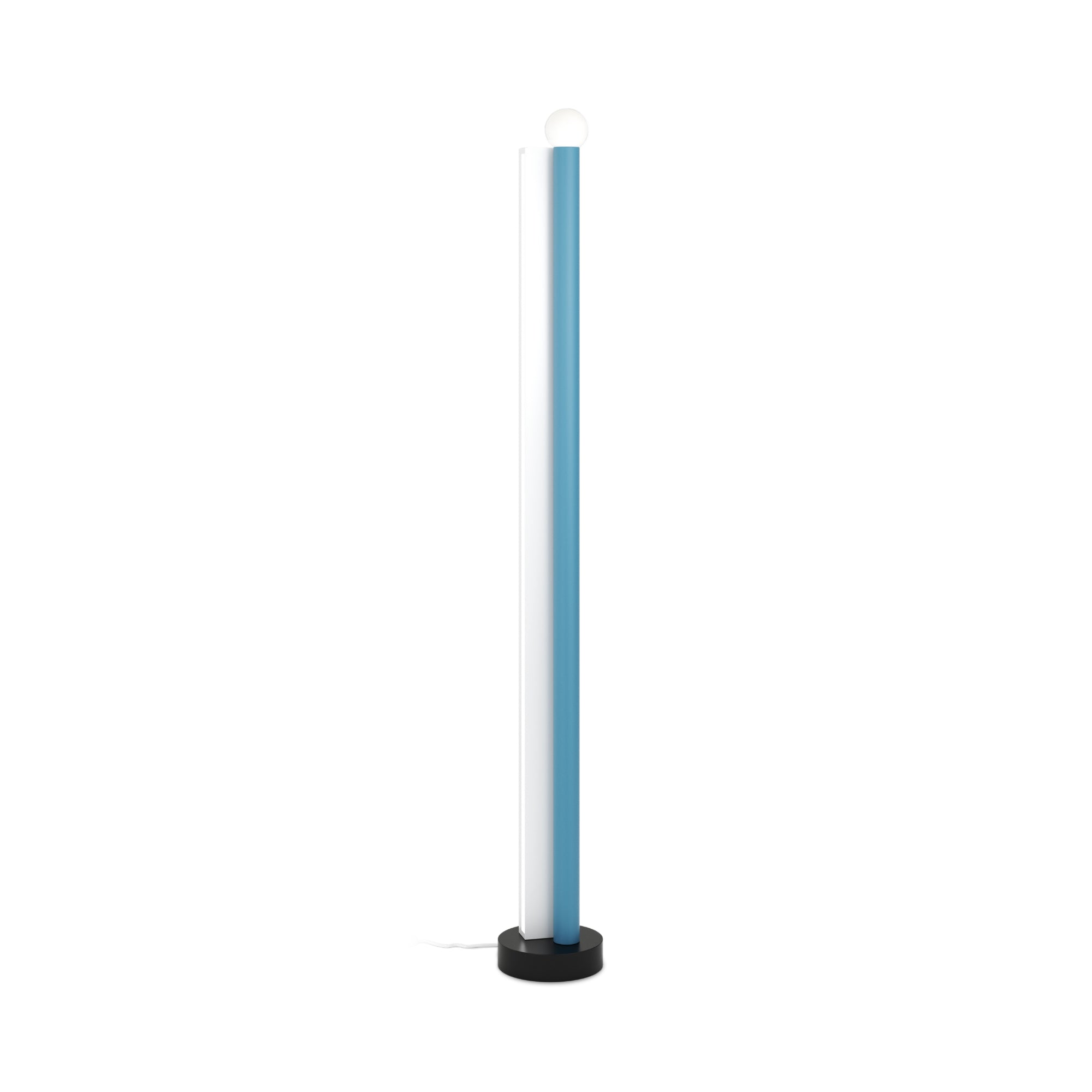 Tube And Rectangle F02 Floor Lamp - Black/White/Blue