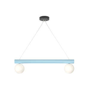 Tube With Globes And Cones P01 Pendant Lamp - Black/White/Light Blue