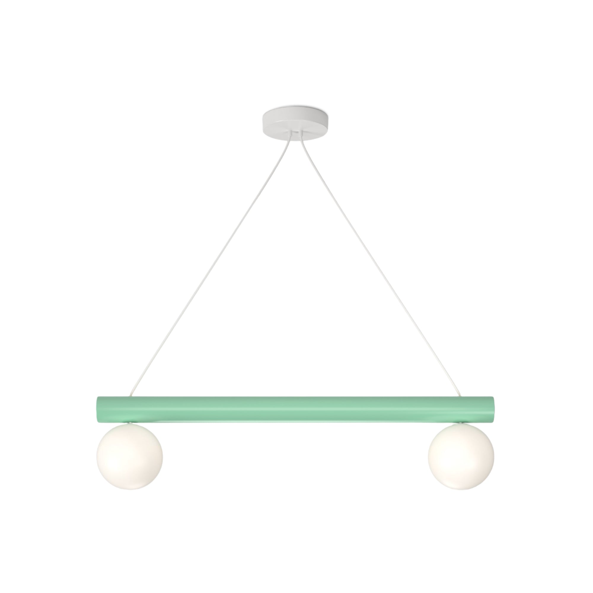 Tube With Globes And Cones P01 Pendant Lamp - Light Green