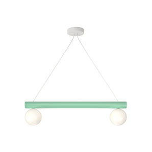 Tube With Globes And Cones P01 Pendant Lamp - Light Green