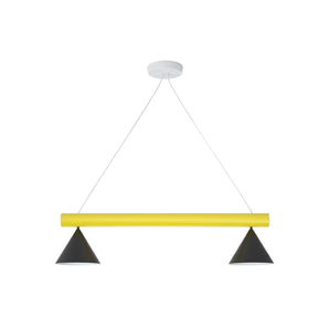 Tube With Globes And Cones P02 Pendant Lamp - Black/White/Light Yellow