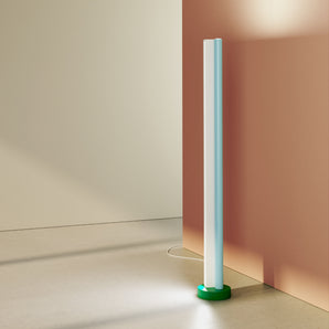 Tube And Rectangle F01 Floor Lamp - White/Intense Green/Light Blue