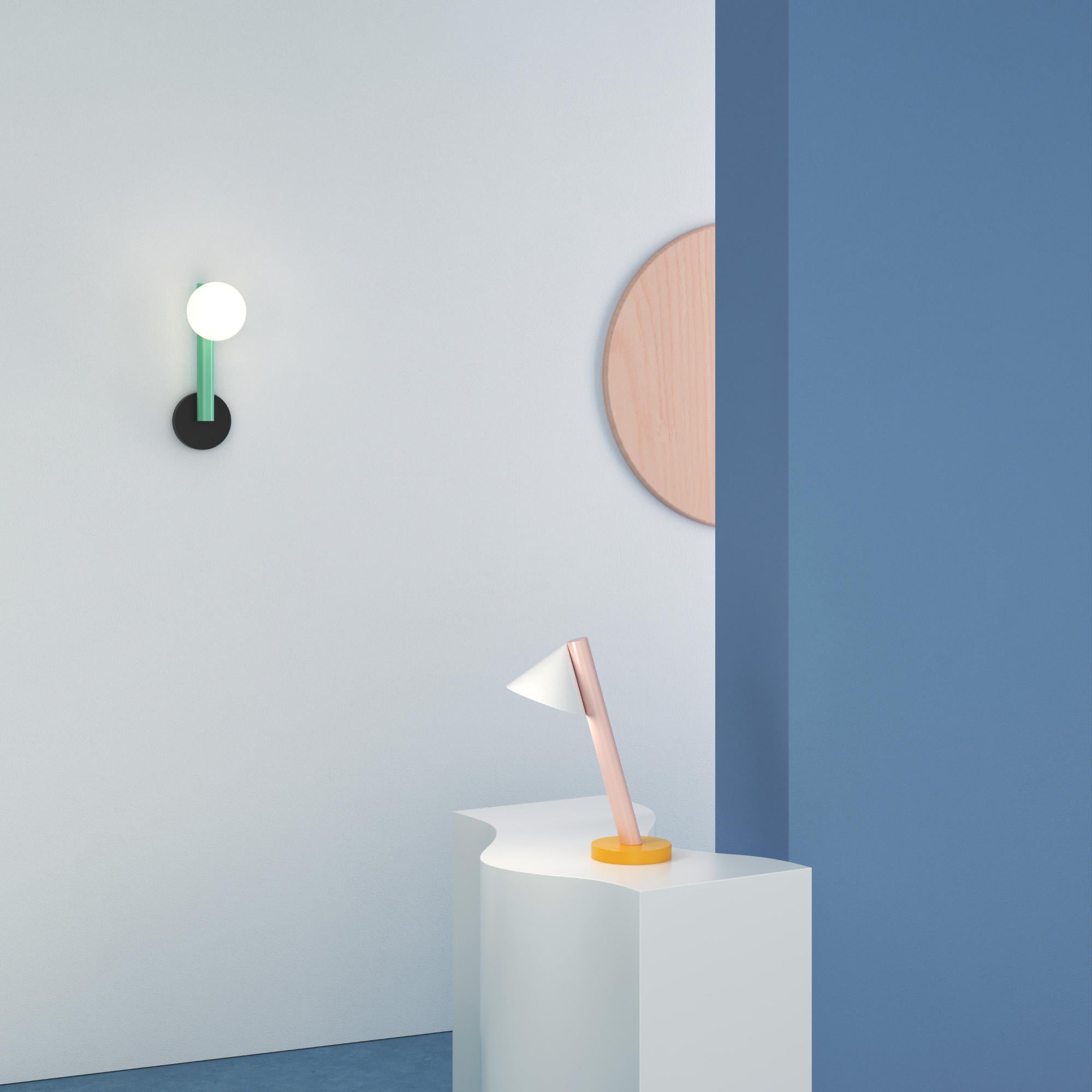 Tube With Globes And Cones D02 Table Lamp - White/Orange Yellow/Pink