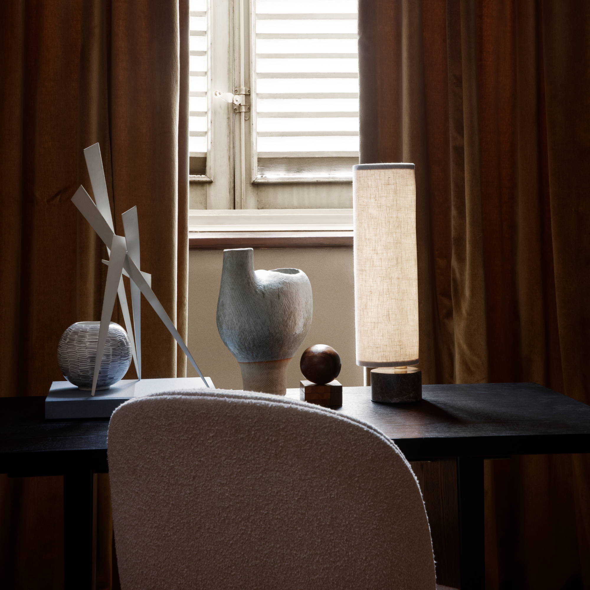 مصباح طاولة Unbound 10083640 - رخام رمادي/أبيض-4