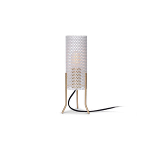 مصباح طاولة صغير Vouge ثلاثي القوائم - أبيض/نحاسي