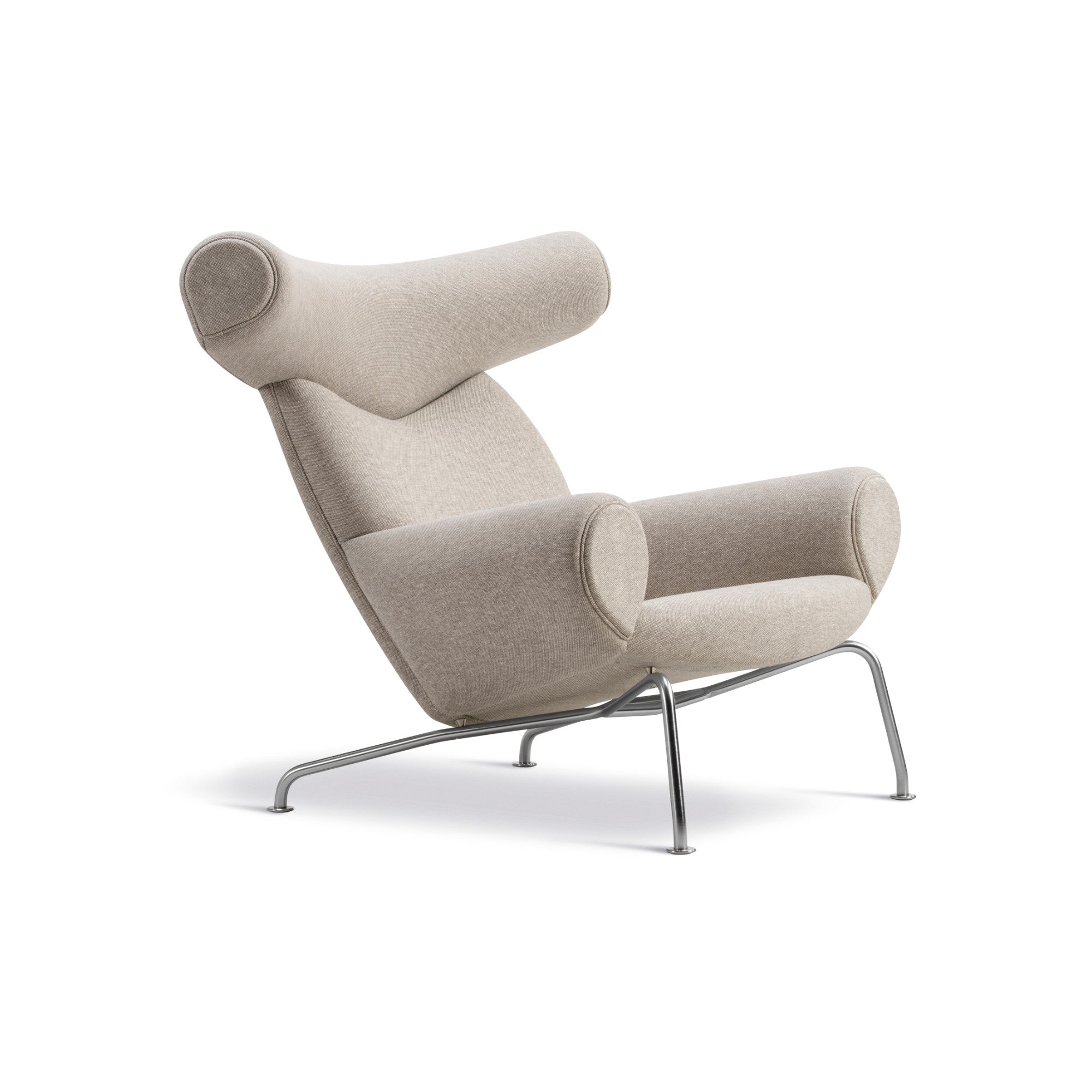 Wegner 1000 Ox Armchair - Brushed Steel/Fabric 3 (Clay 12)-1
