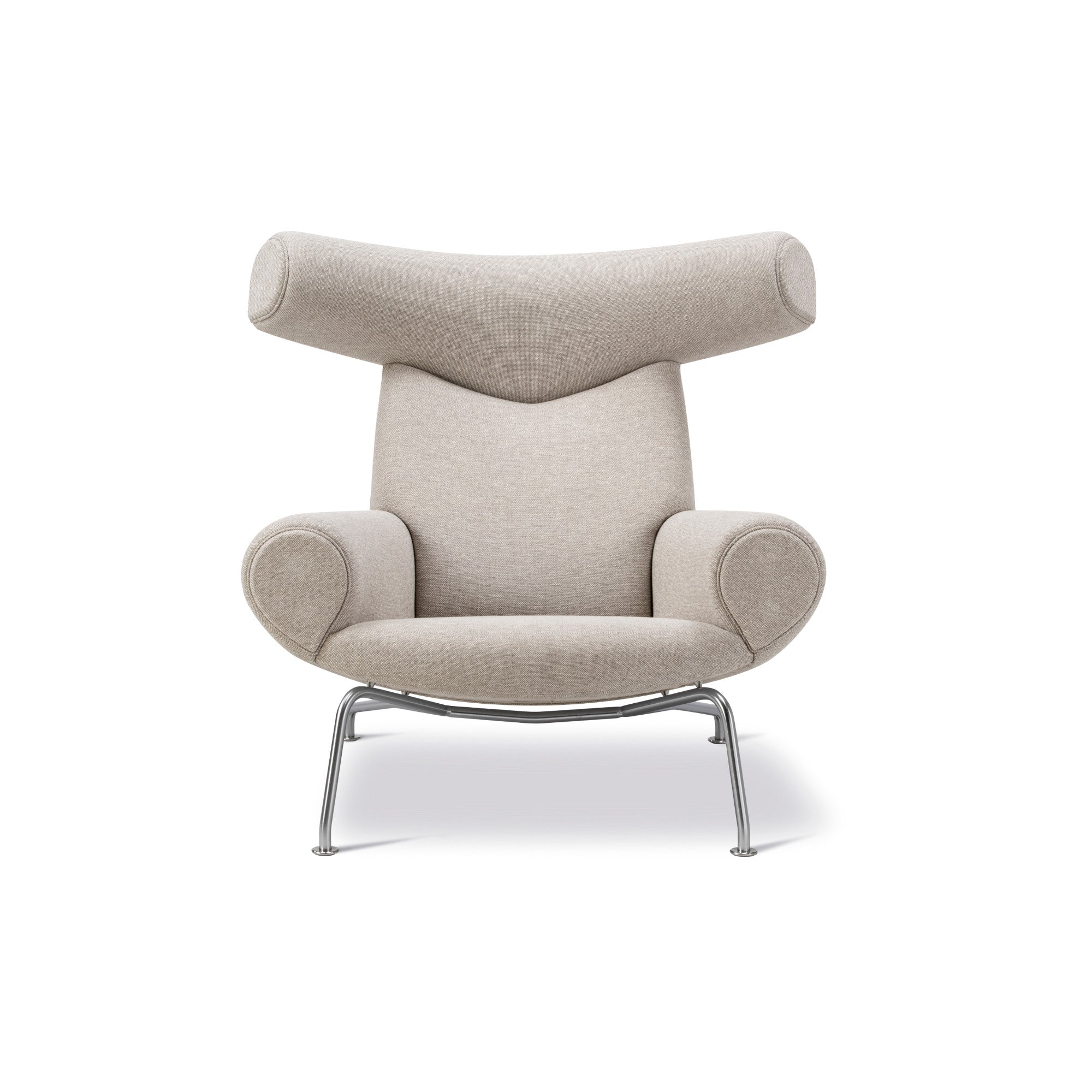 Wegner 1000 Ox Armchair - Brushed Steel/Fabric 3 (Clay 12)-2