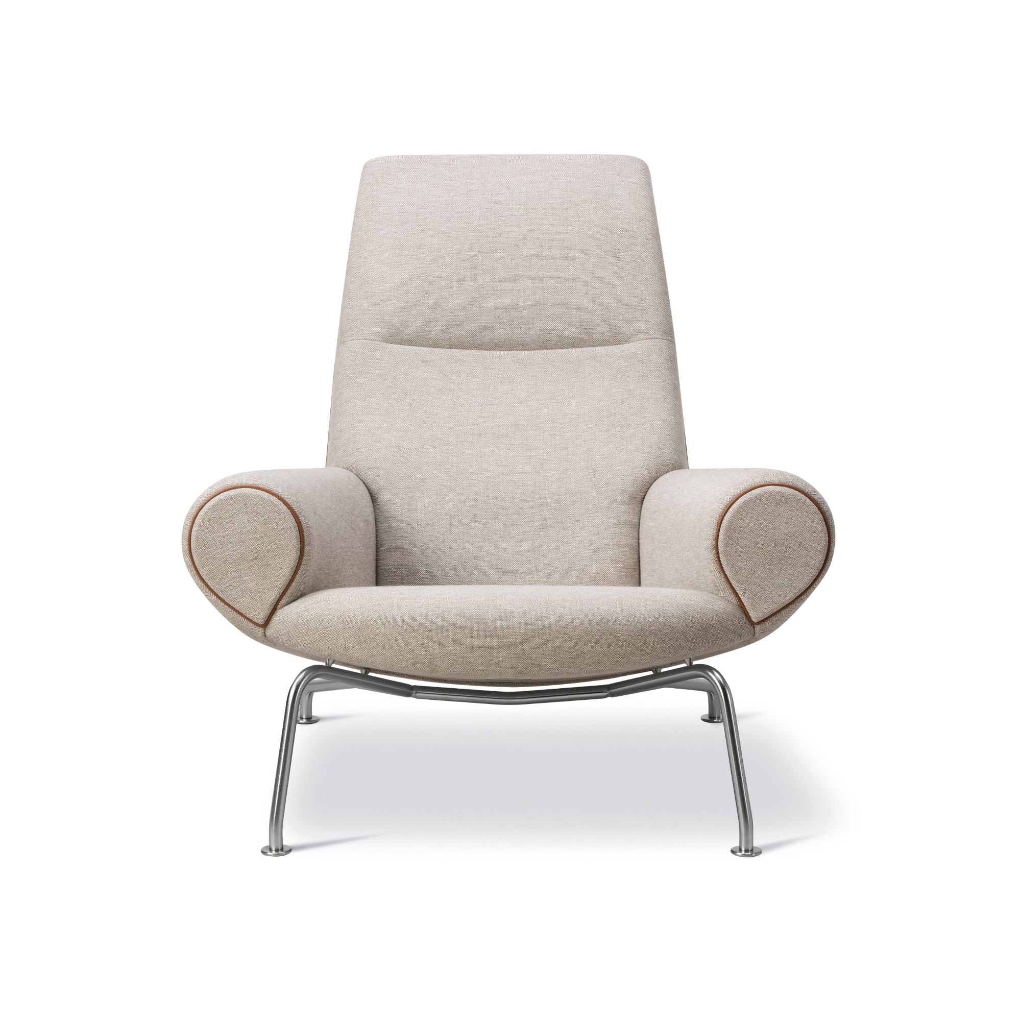 Wegner 1010 Queen Armchair - Leather 3 (Max 91 Piping)/Fabric 3 (Clay 12)-4