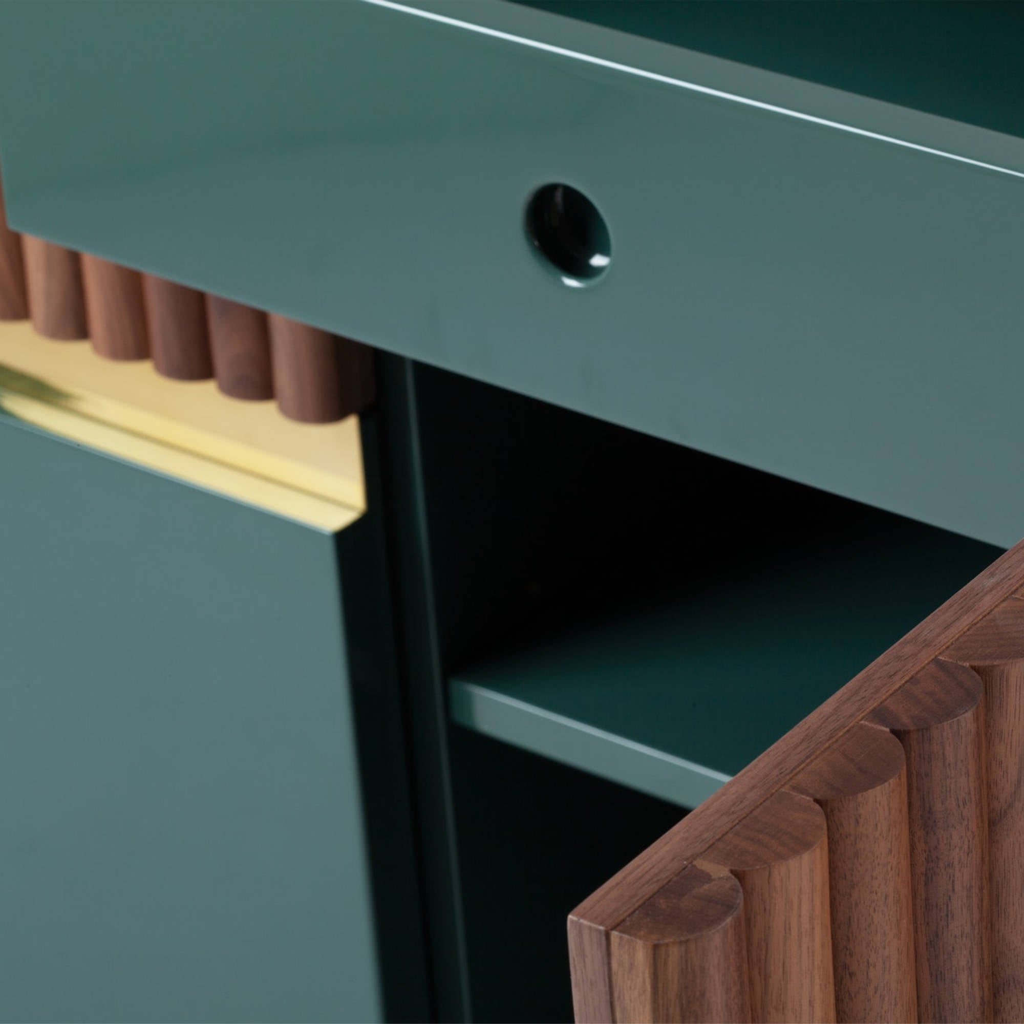 Berlin 246 Sideboard - Olive/Satin Brass/Natural Walnut-3