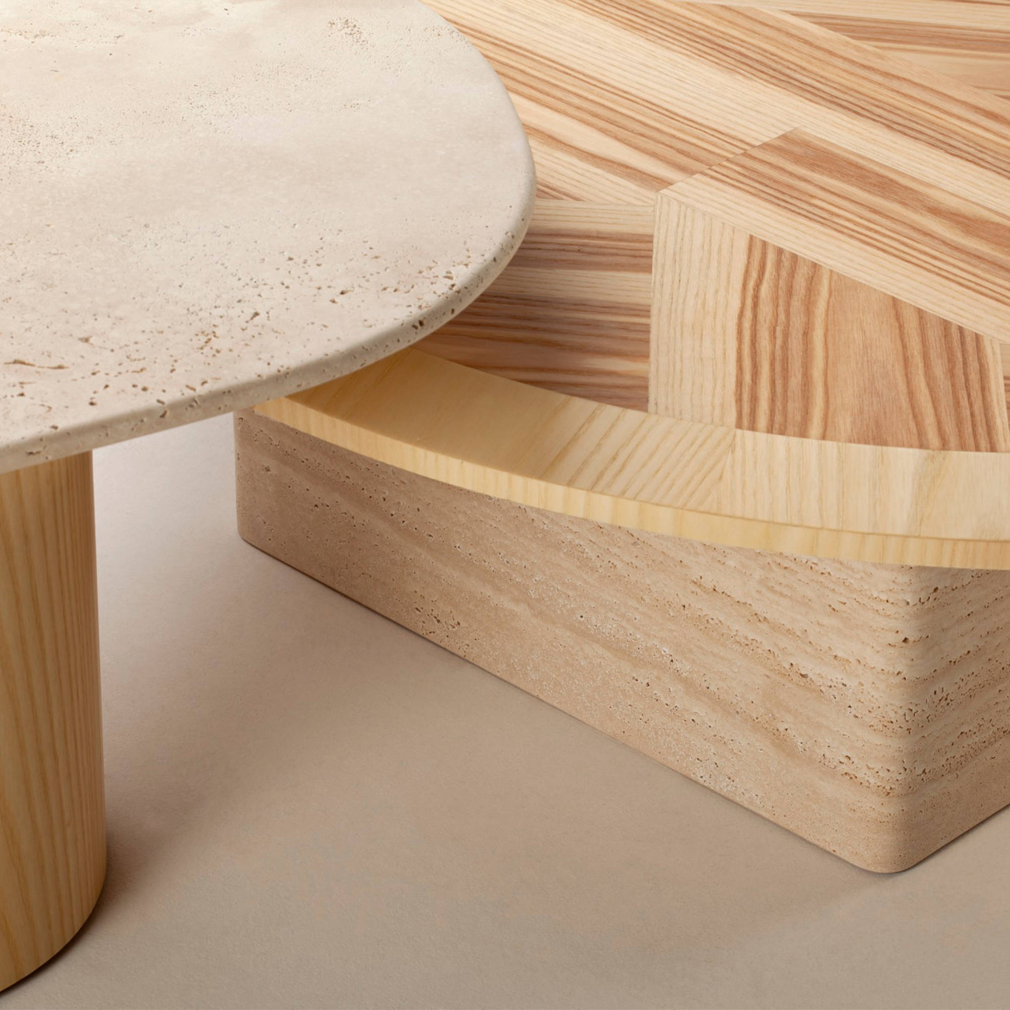 L'anamour 72 Side Table - Travertine Marble-3