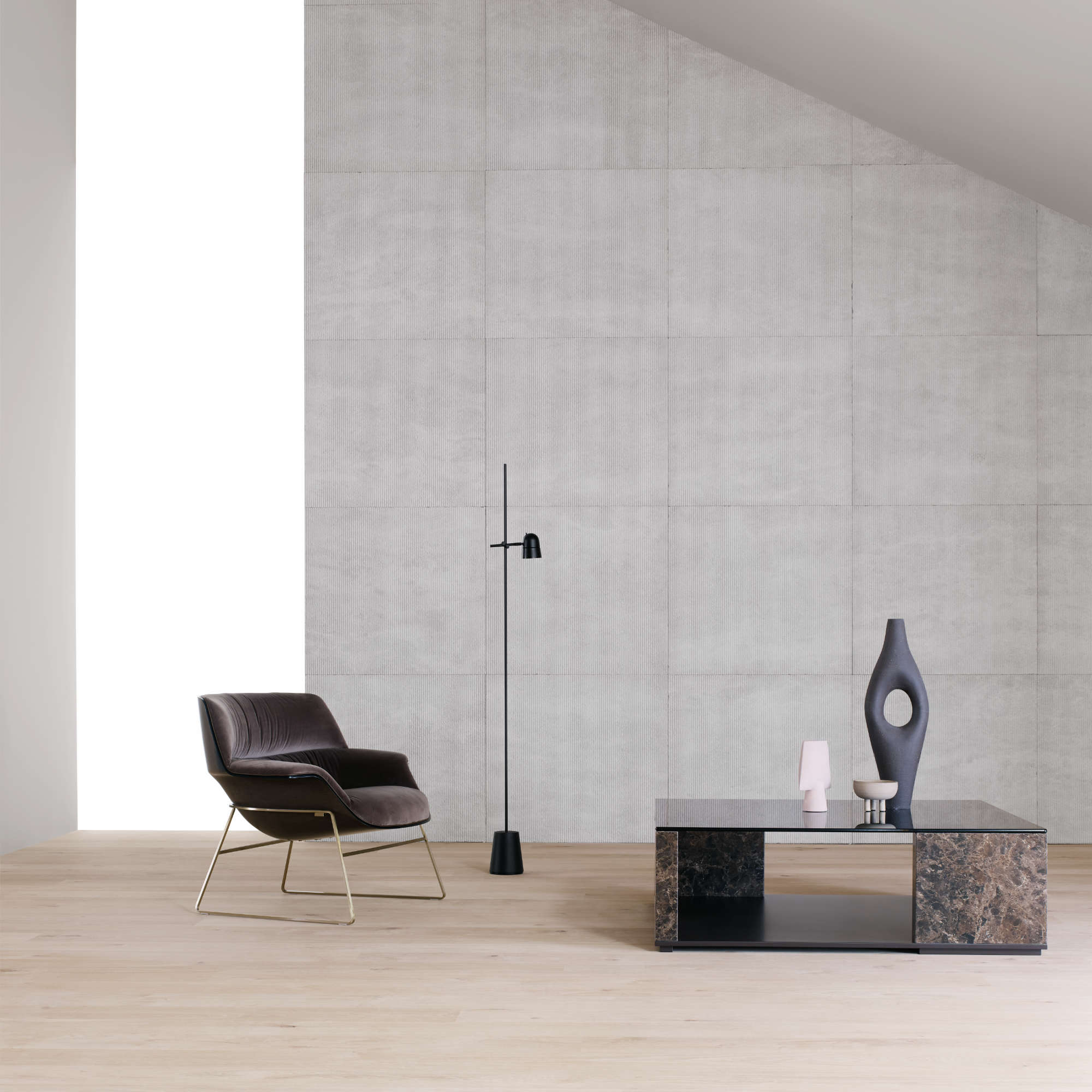 Quattropietre T525 Coffee Table - Calacatta Marble/Walnut-4