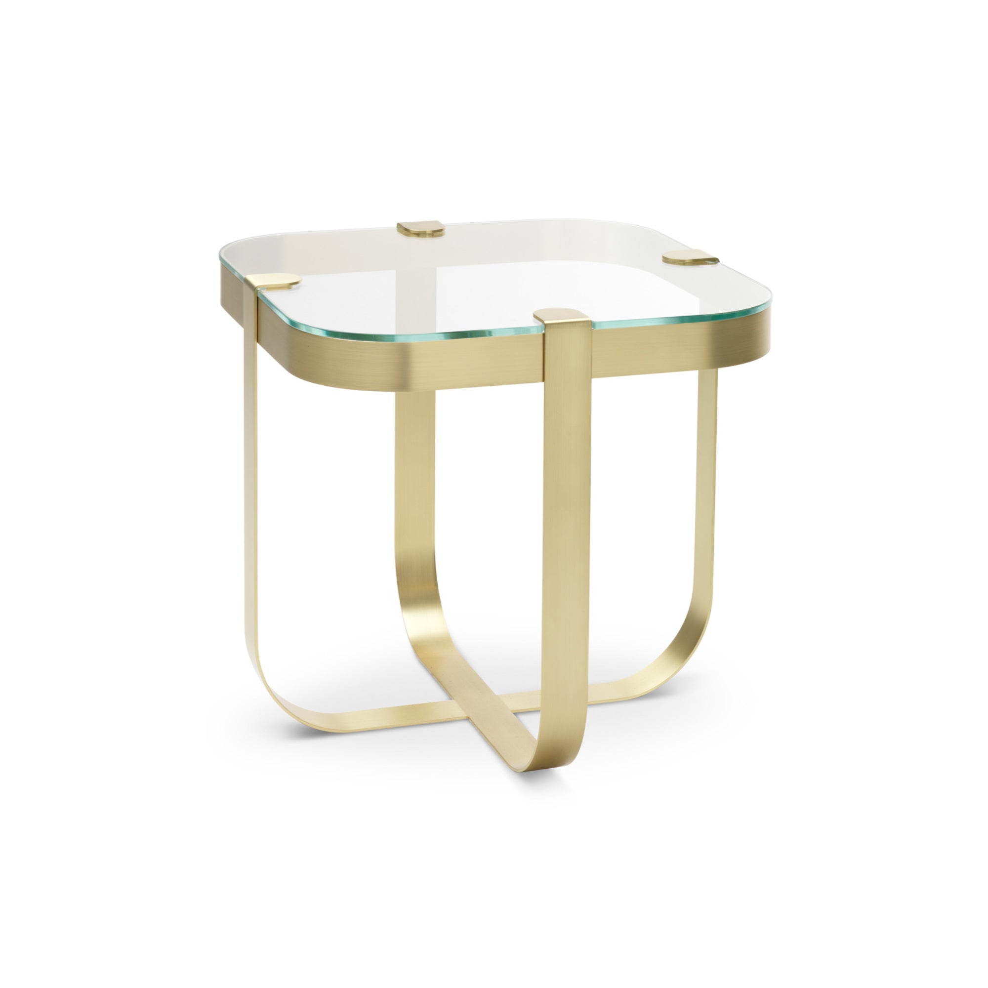 Ring Square Side Table - Brass/Clear Glass