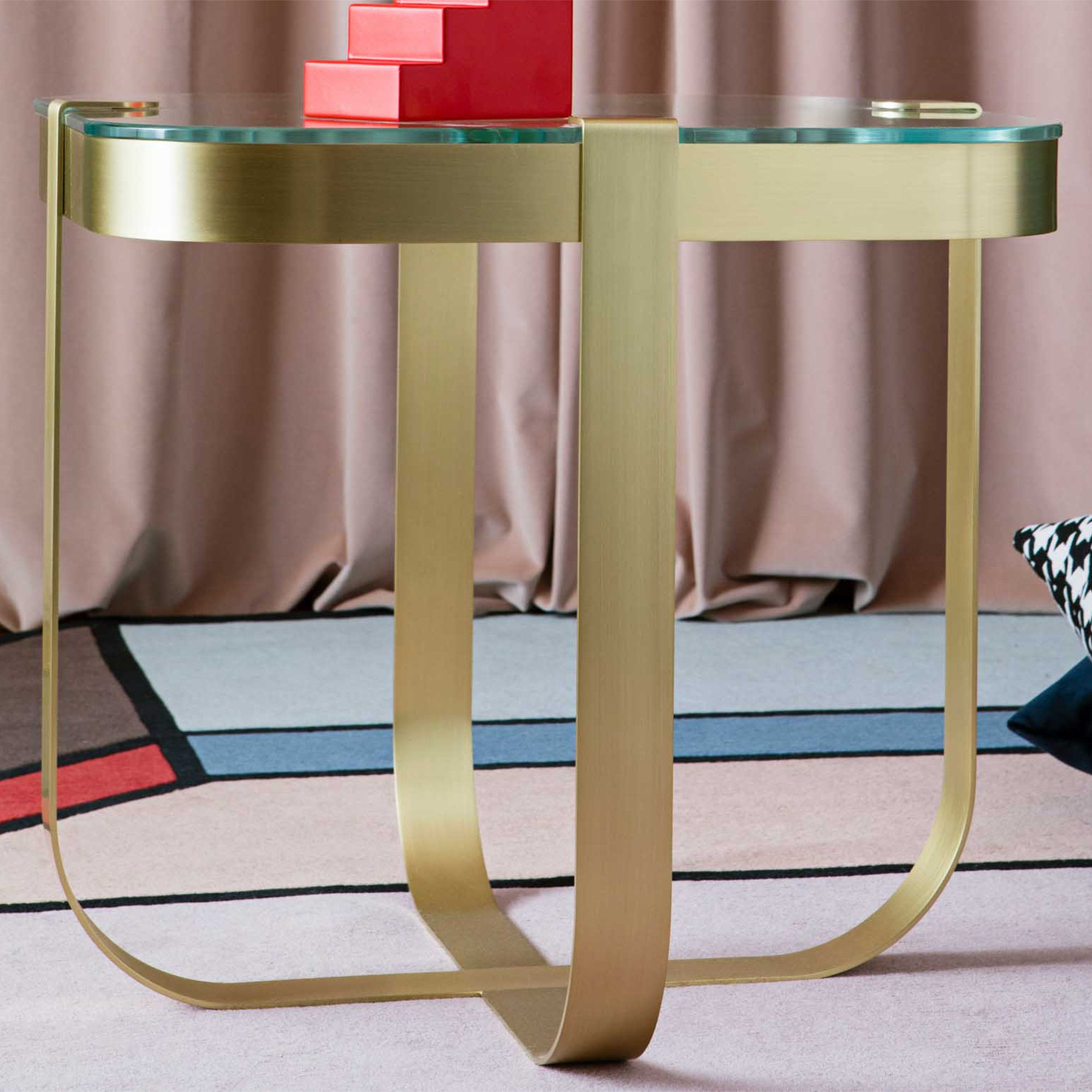 Ring Square Side Table - Brass/Clear Glass-3