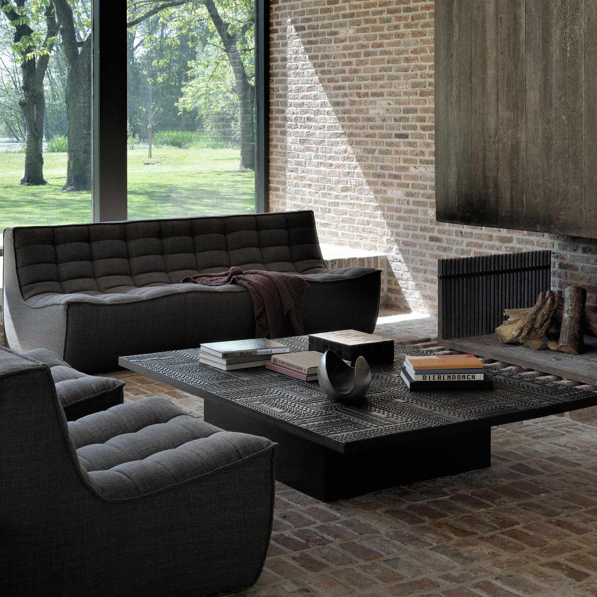 Tabwa 12209 Coffee Table - Varnished Teak Off Black-3